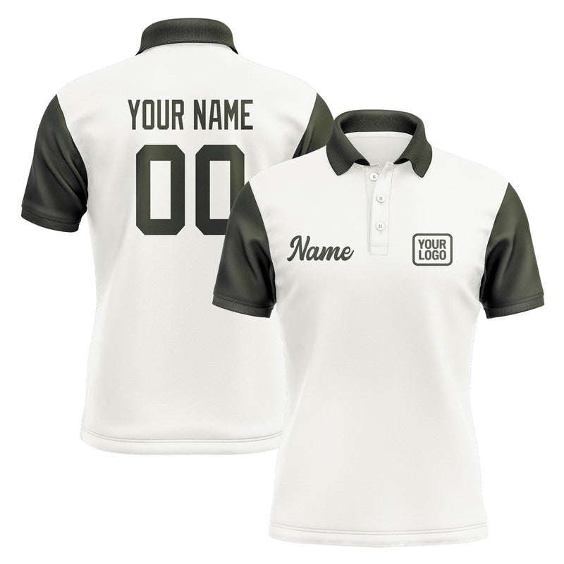 Custom White Olive Short-Sleeve Polo Shirt PO180202B102