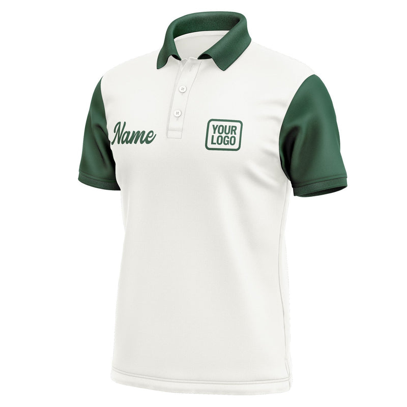Custom White Green Short-Sleeve Polo Shirt PO180505B105