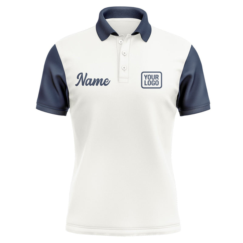 Custom White Blue Short-Sleeve Polo Shirt PO181010B110