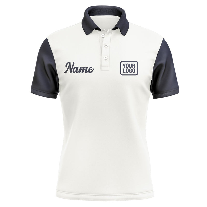 Custom White Navy Short-Sleeve Polo Shirt PO181111B111
