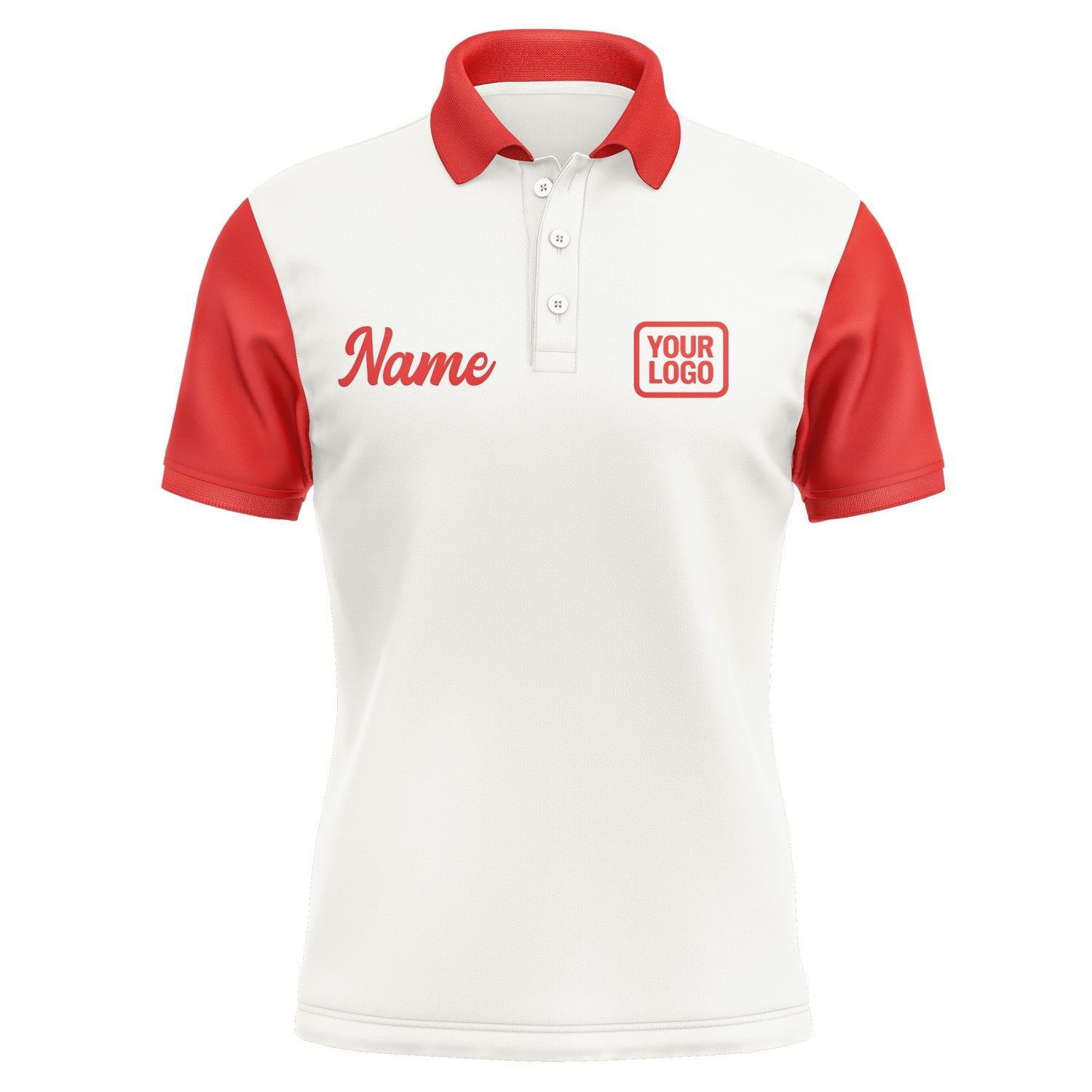 Custom White Orange Red Short-Sleeve Polo Shirt PO181212B112