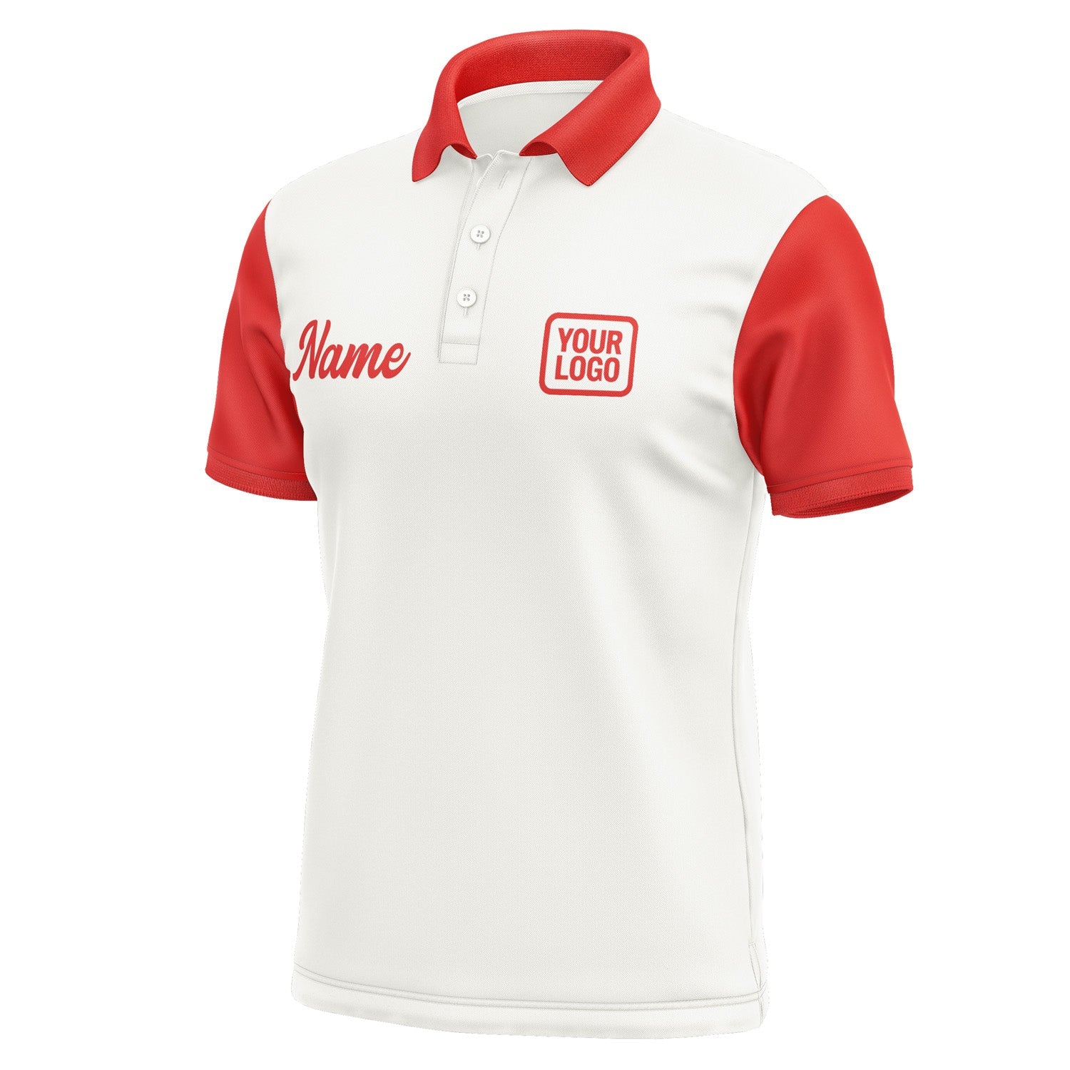 Custom White Orange Red Short-Sleeve Polo Shirt PO181212B112