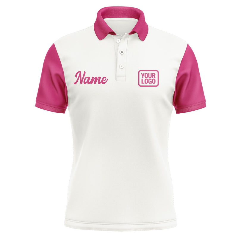 Custom White Pink Short-Sleeve Polo Shirt PO181313B113