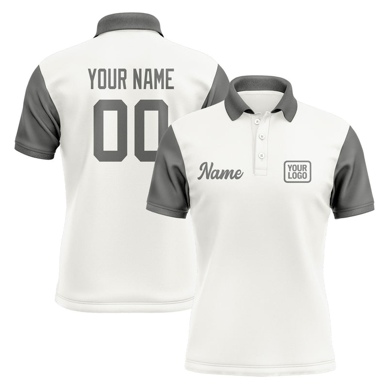 Custom White Dark Grey Short-Sleeve Polo Shirt PO182020B120