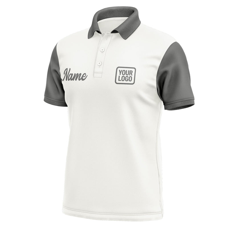 Custom White Dark Grey Short-Sleeve Polo Shirt PO182020B120