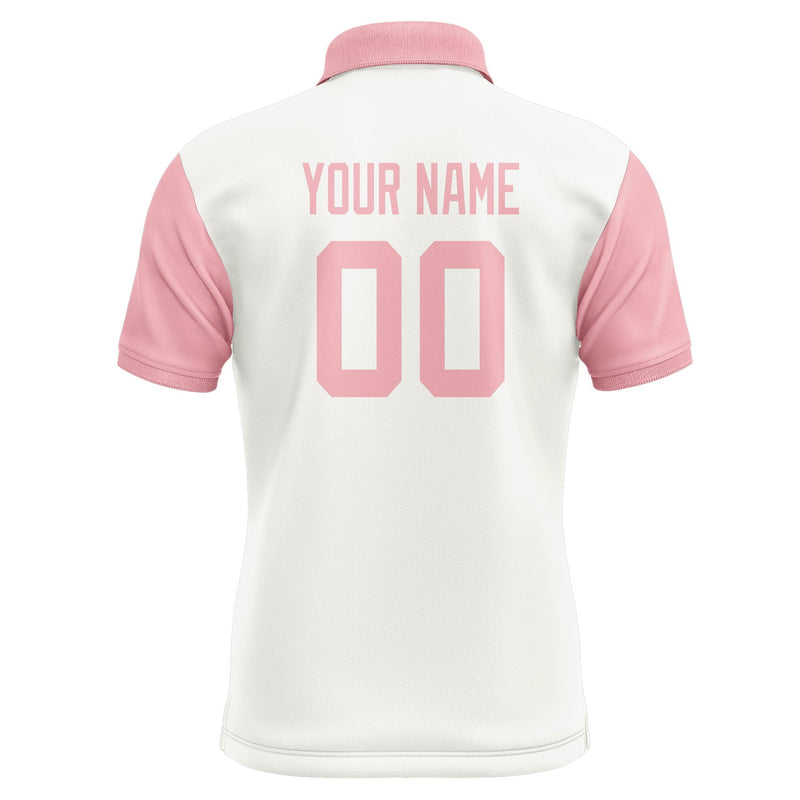 Custom White Light Pink Short-Sleeve Polo Shirt PO182121B121