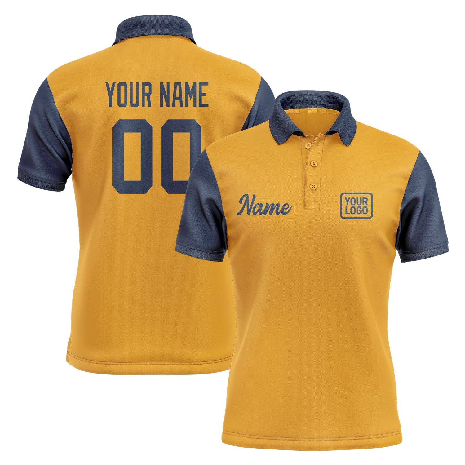 Custom Yellow Blue Short-Sleeve Polo Shirt PO191010B110