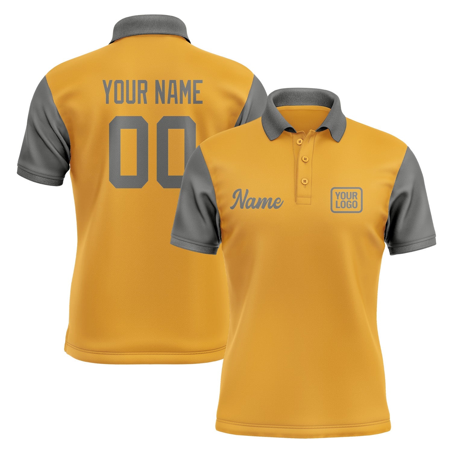 Custom Yellow Dark Grey Short-Sleeve Polo Shirt PO192020B120