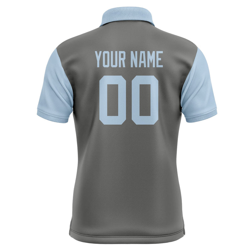 Custom Dark Grey Light Blue Short-Sleeve Polo Shirt PO200808B108
