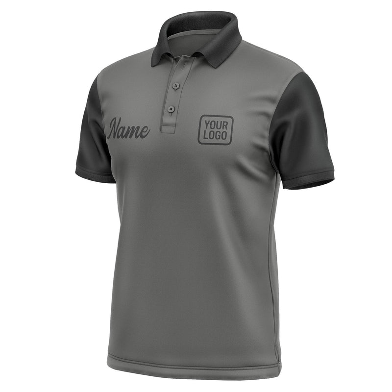 Custom Dark Grey Black Short-Sleeve Polo Shirt PO201717B117