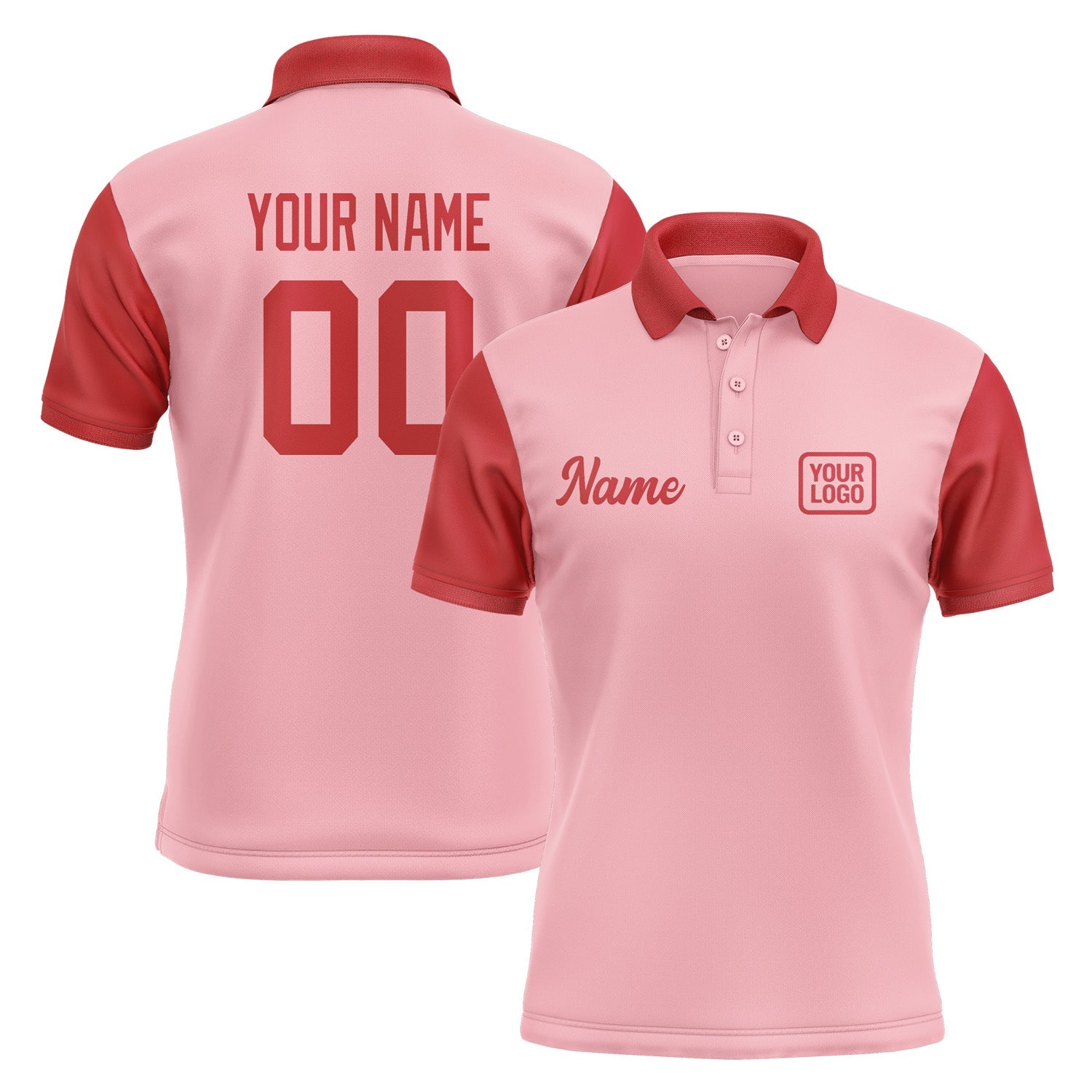 Custom Light Pink Red Short-Sleeve Polo Shirt PO211414B114