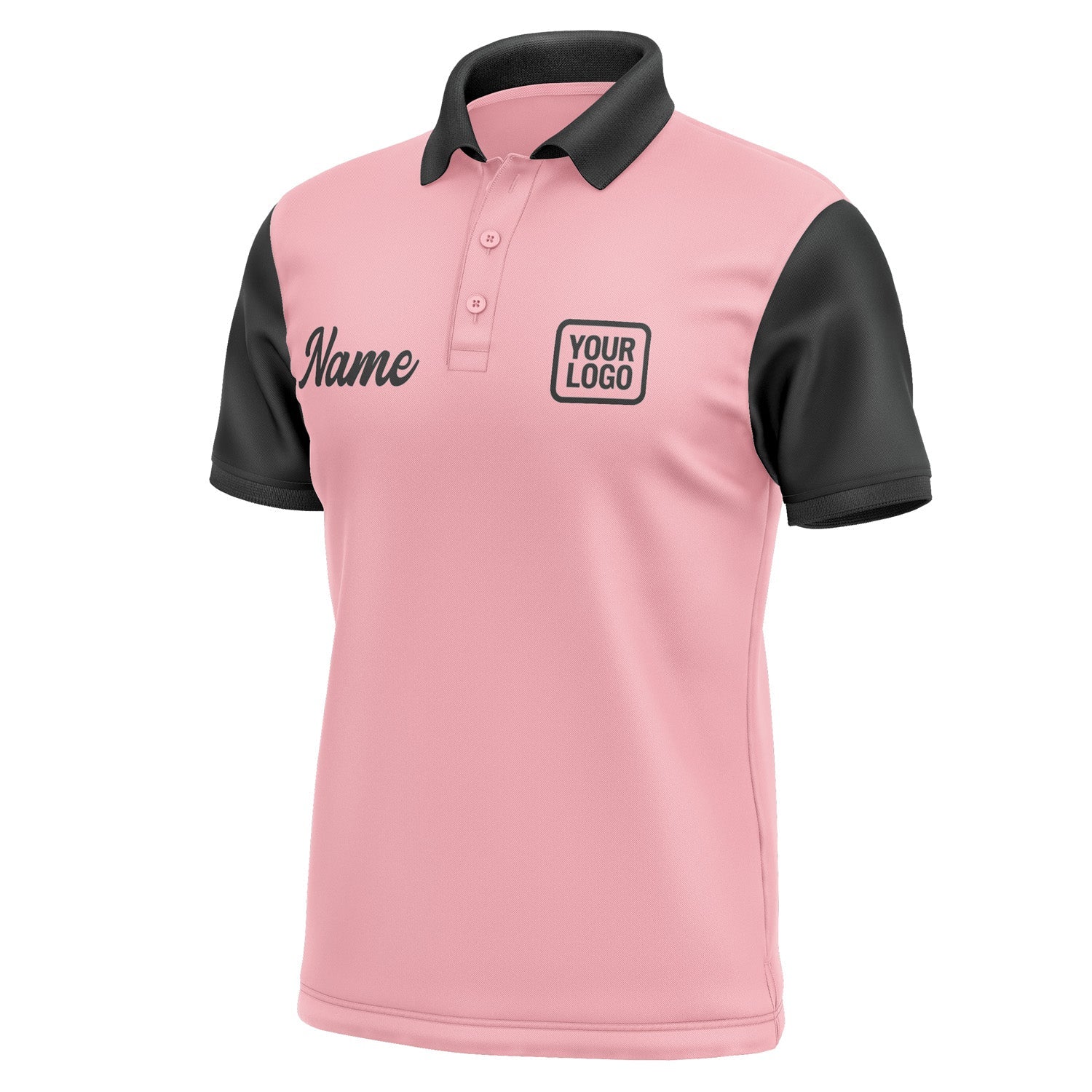 Custom Light Pink Black Short-Sleeve Polo Shirt PO211717B117