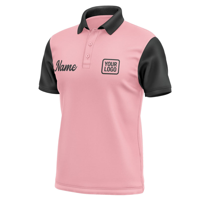 Custom Light Pink Black Short-Sleeve Polo Shirt PO211717B117
