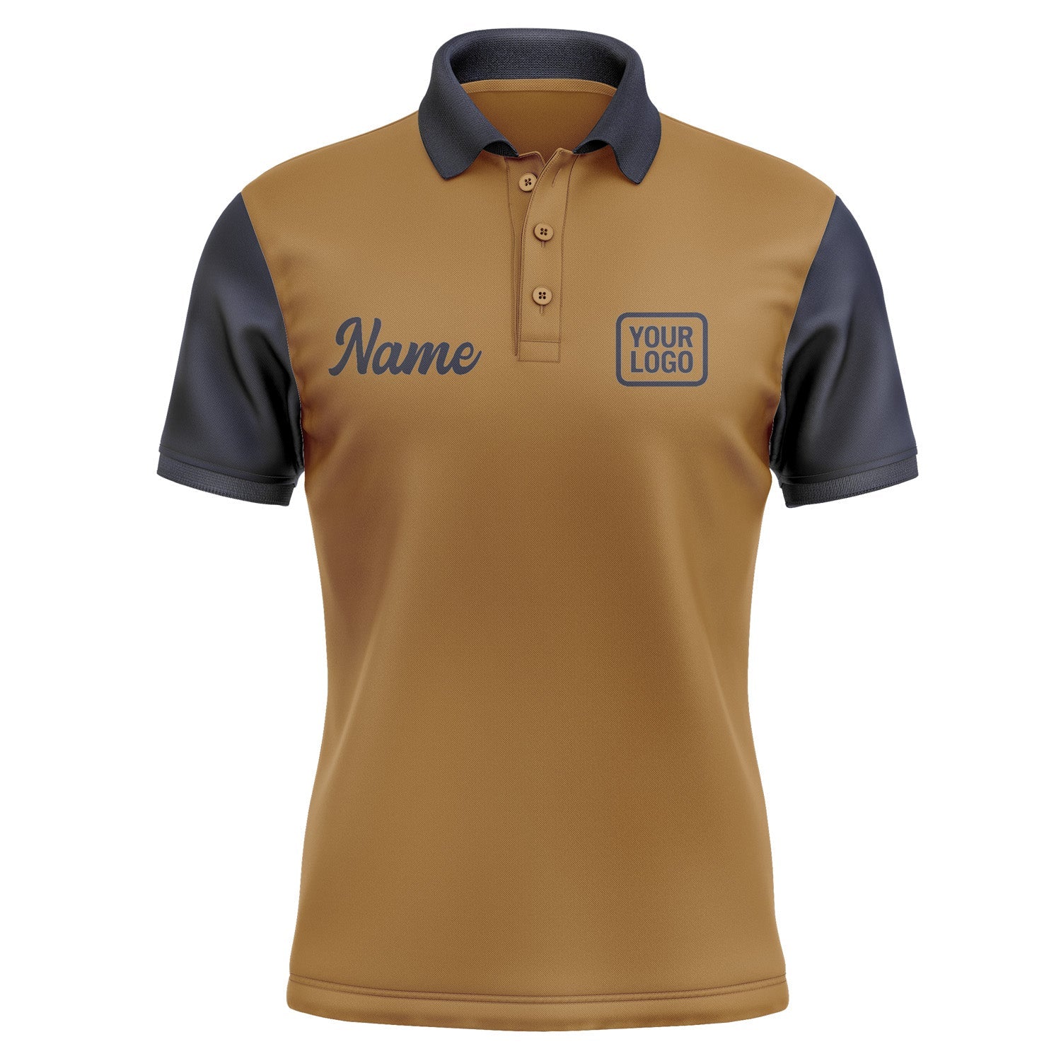 Custom Khaki Navy Short-Sleeve Polo Shirt PO221111B111