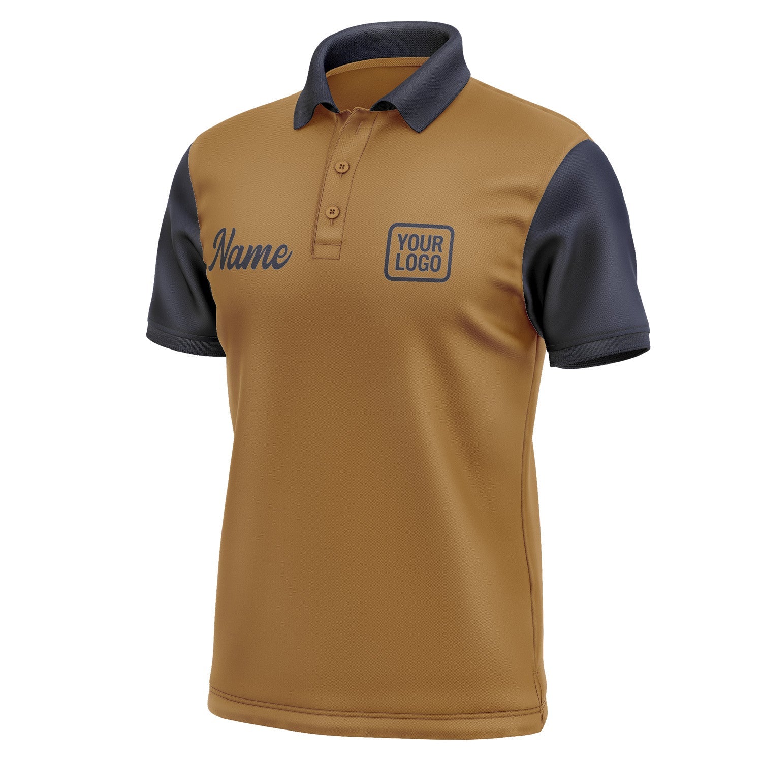 Custom Khaki Navy Short-Sleeve Polo Shirt PO221111B111