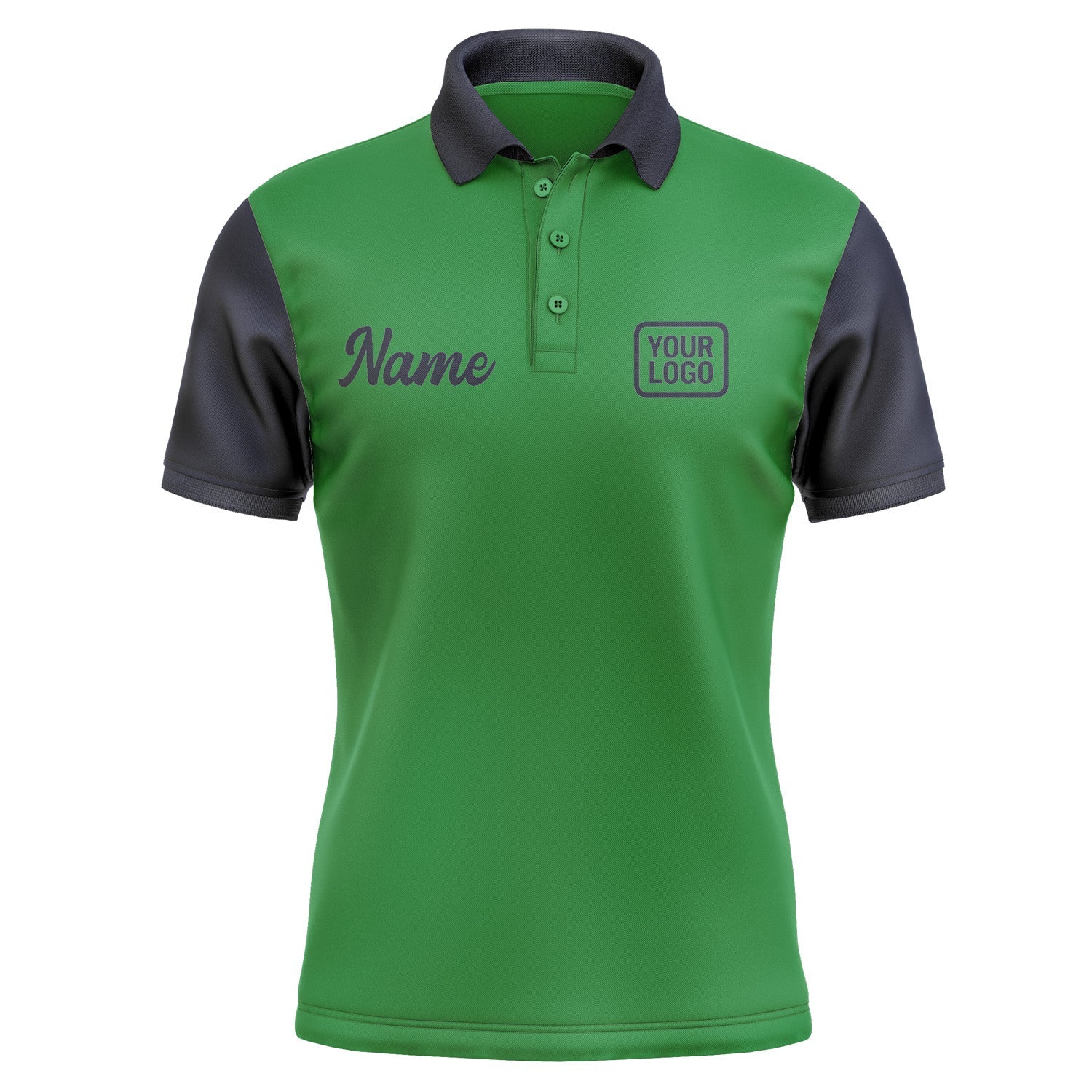 Custom Emerald Green Navy Short-Sleeve Polo Shirt PO241111B111