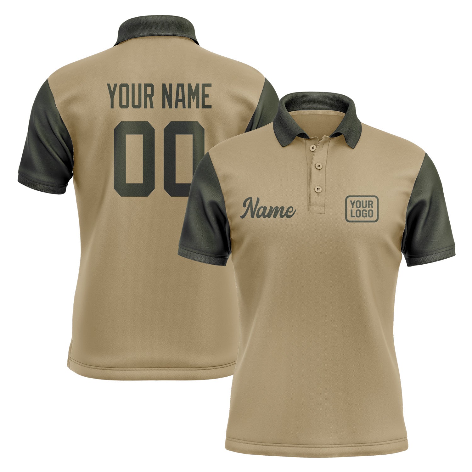 Custom Light Khaki Olive Short-Sleeve Polo Shirt PO250202B102