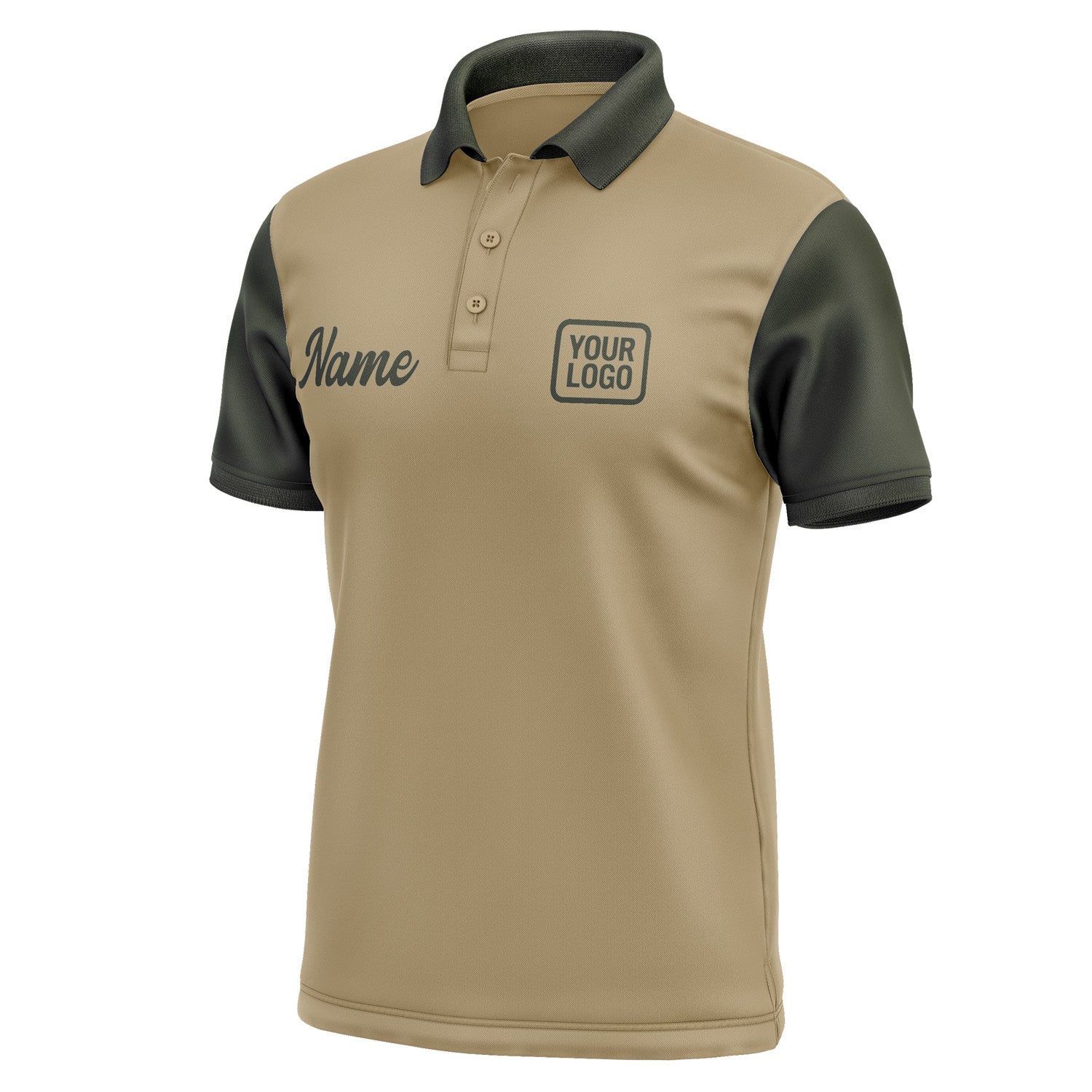 Custom Light Khaki Olive Short-Sleeve Polo Shirt PO250202B102