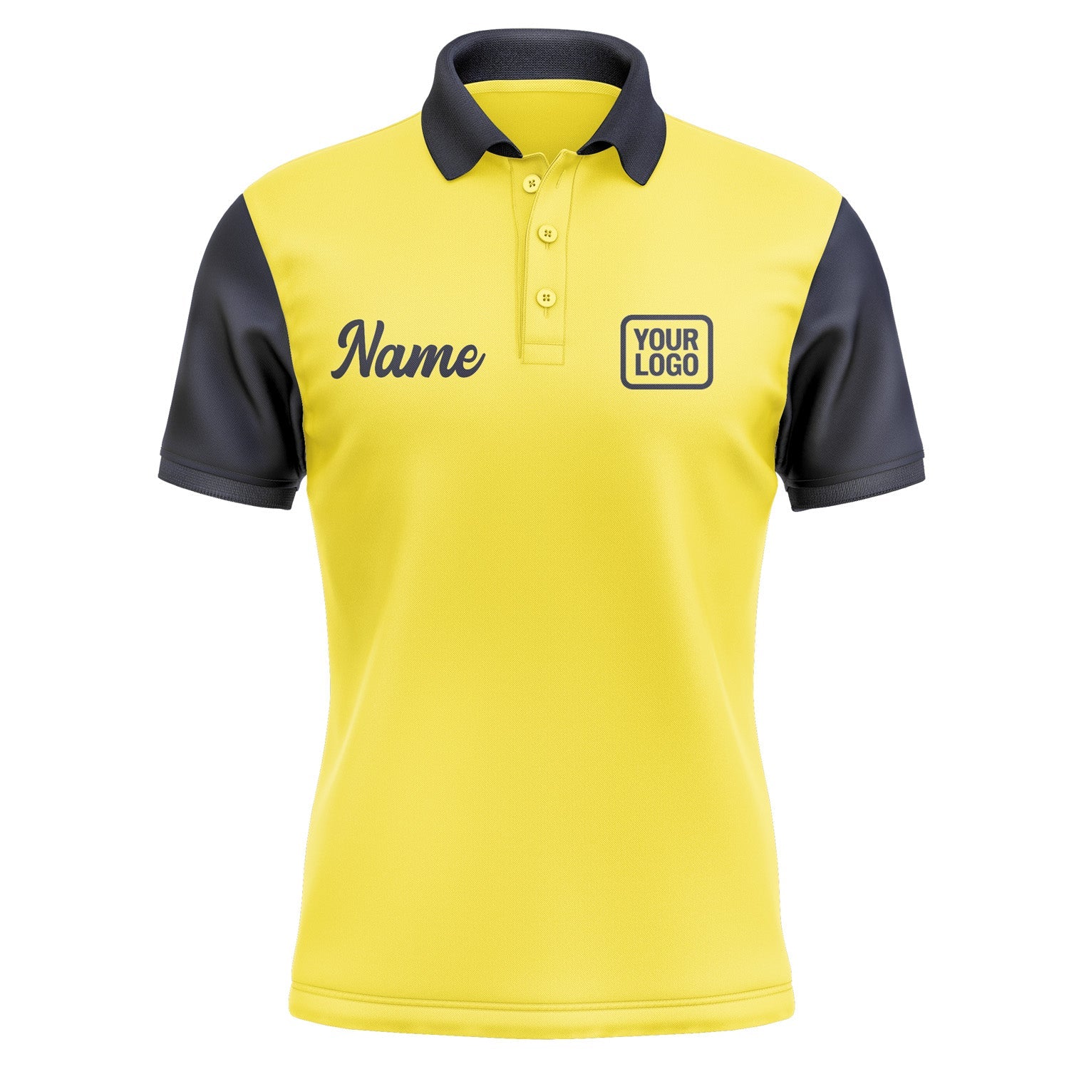 Custom Light Yellow Navy Short-Sleeve Polo Shirt PO261111B111