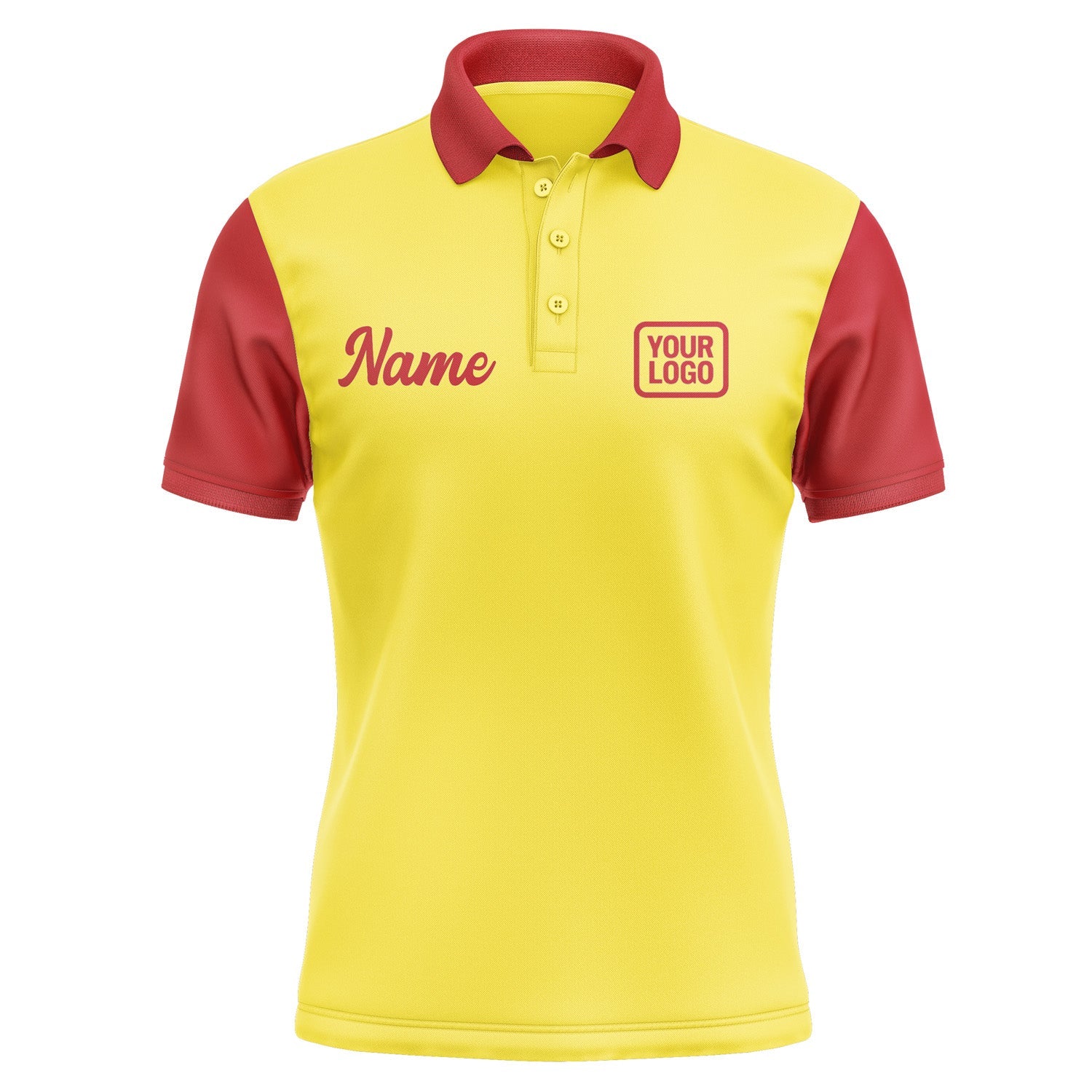 Custom Light Yellow Red Short-Sleeve Polo Shirt PO261414B114