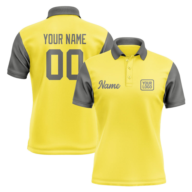 Custom Light Yellow Dark Grey Short-Sleeve Polo Shirt PO262020B120