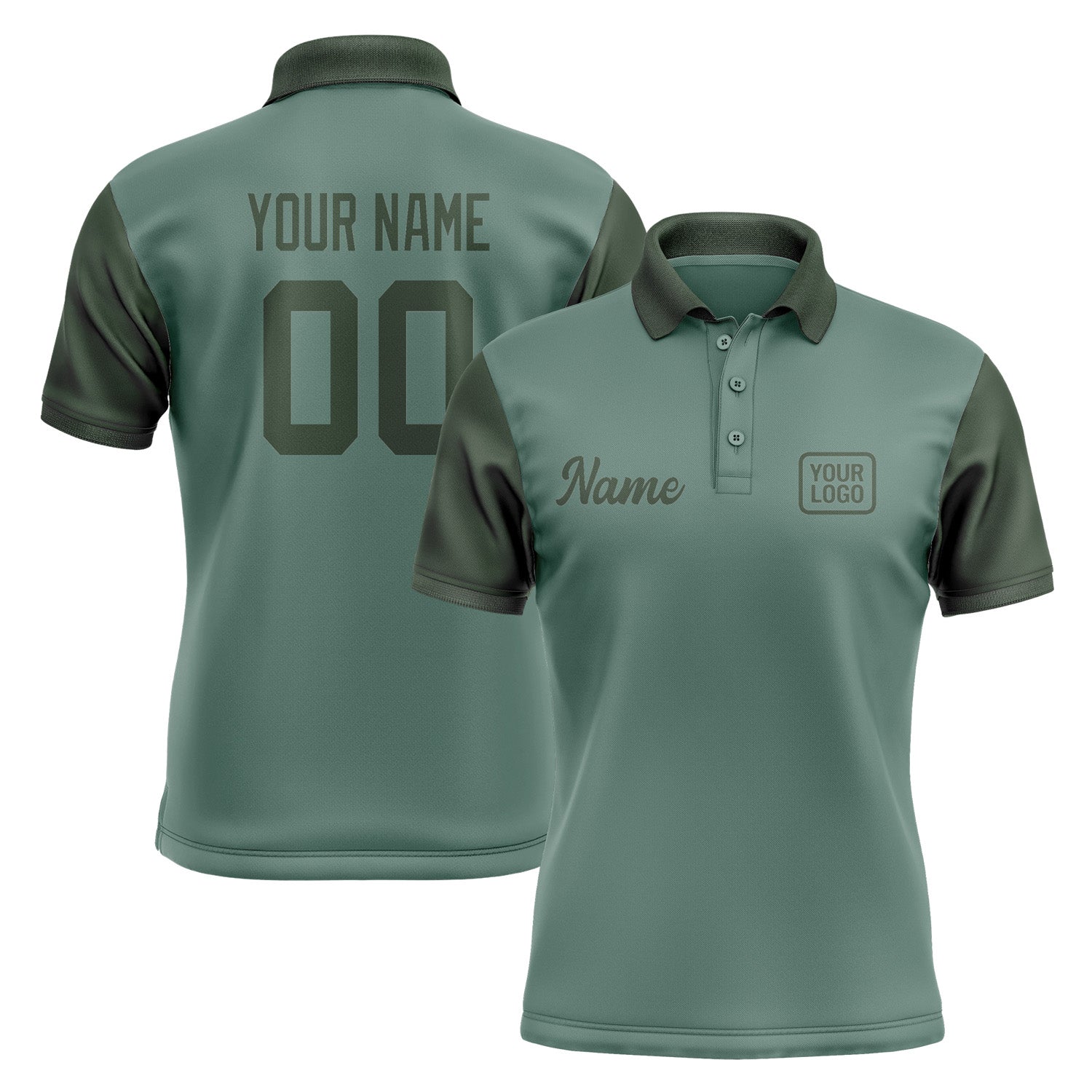 Custom Blue Green Dark Green Short-Sleeve Polo Shirt PO270606B106