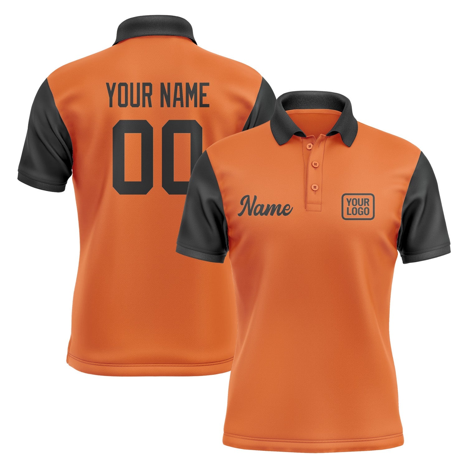 Custom Orange Black Short-Sleeve Polo Shirt PO281717B117