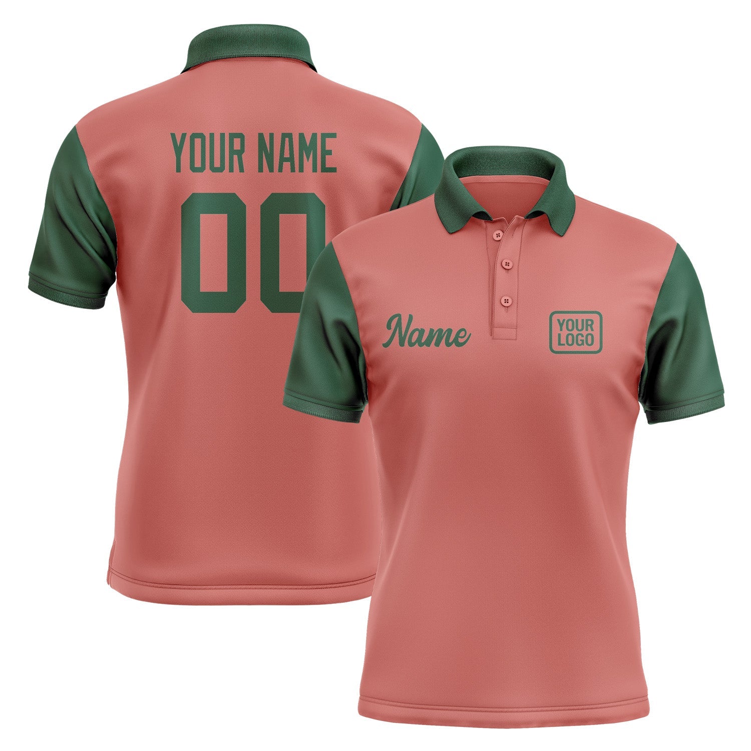Custom Copper Rose Green Short-Sleeve Polo Shirt PO290505B105