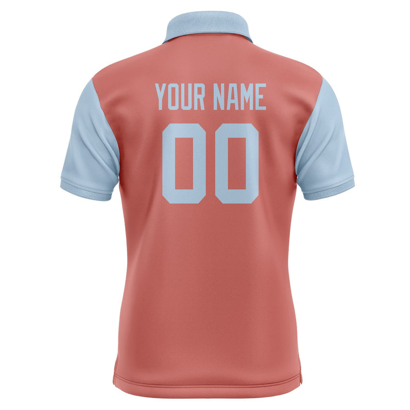 Custom Copper Rose Light Blue Short-Sleeve Polo Shirt PO290808B108