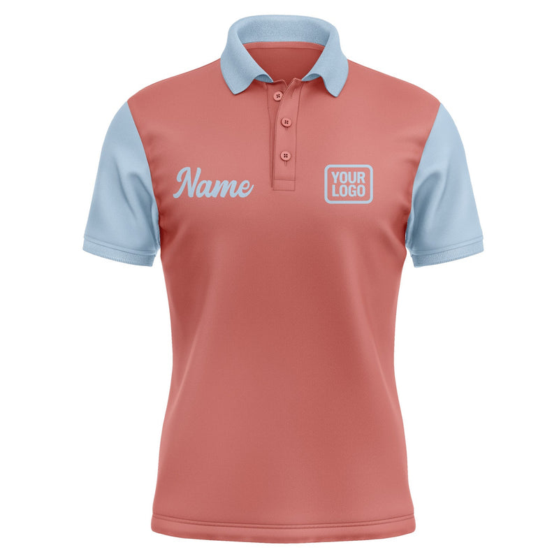Custom Copper Rose Light Blue Short-Sleeve Polo Shirt PO290808B108