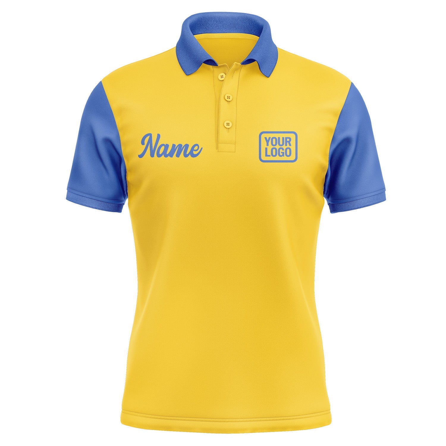Custom Gold Sky Blue Short-Sleeve Polo Shirt PO300909B109
