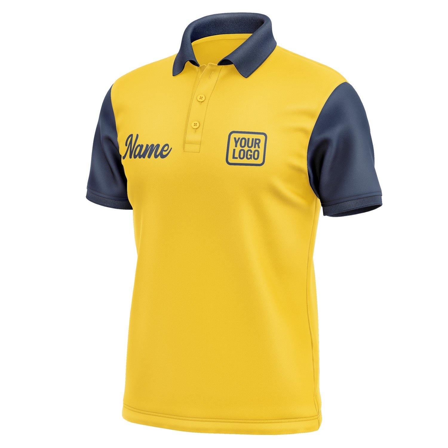 Custom Gold Blue Short-Sleeve Polo Shirt PO301010B110