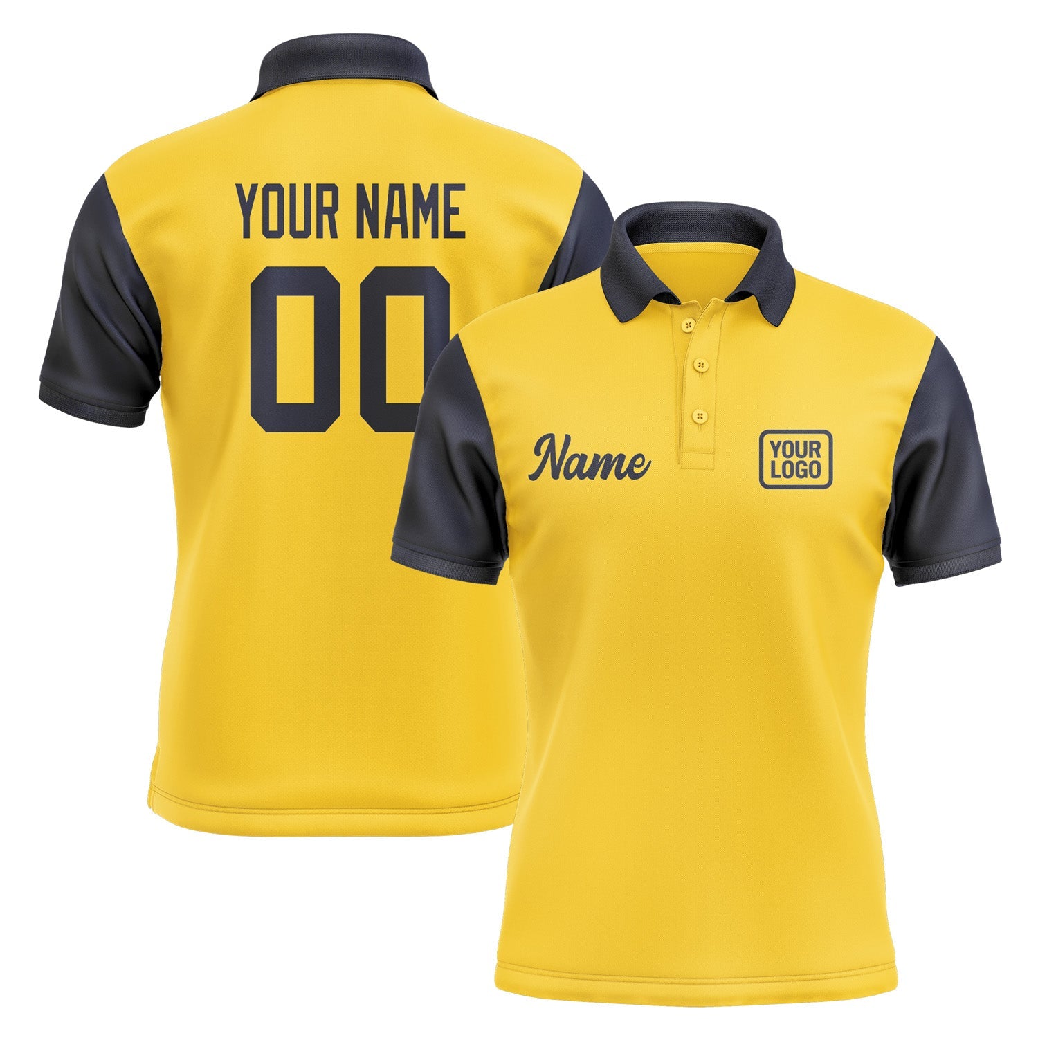 Custom Gold Navy Short-Sleeve Polo Shirt PO301111B111