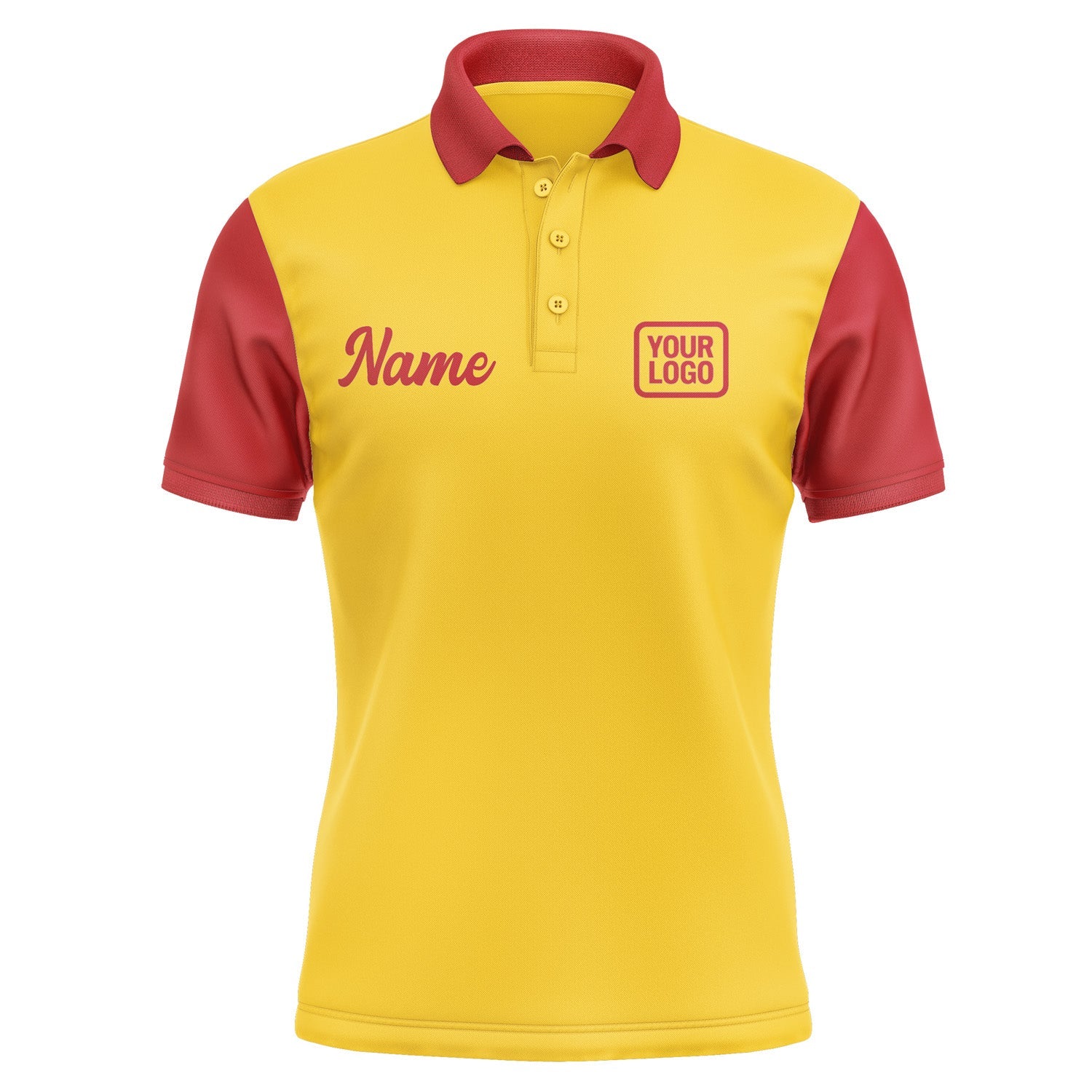 Custom Gold Red Short-Sleeve Polo Shirt PO301414B114
