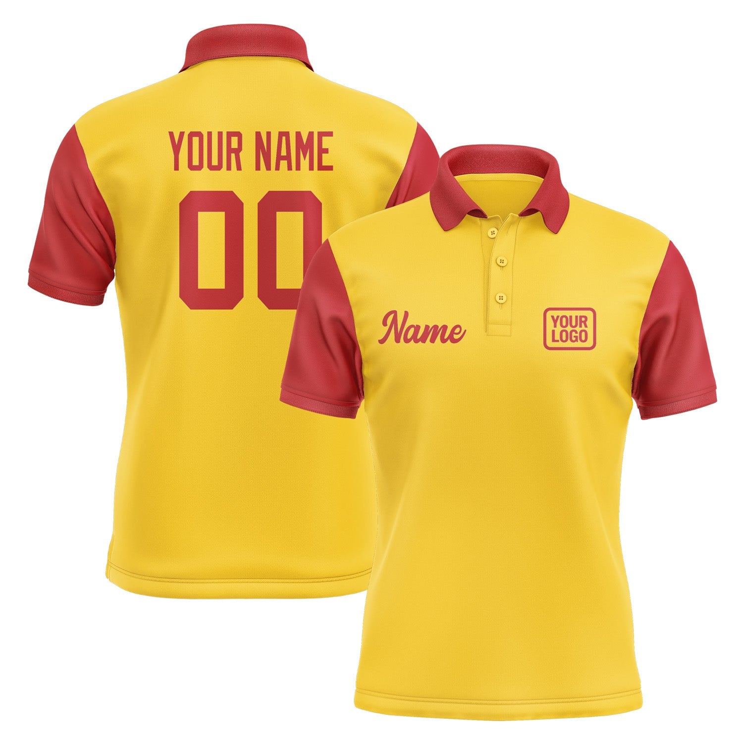 Custom Gold Red Short-Sleeve Polo Shirt PO301414B114