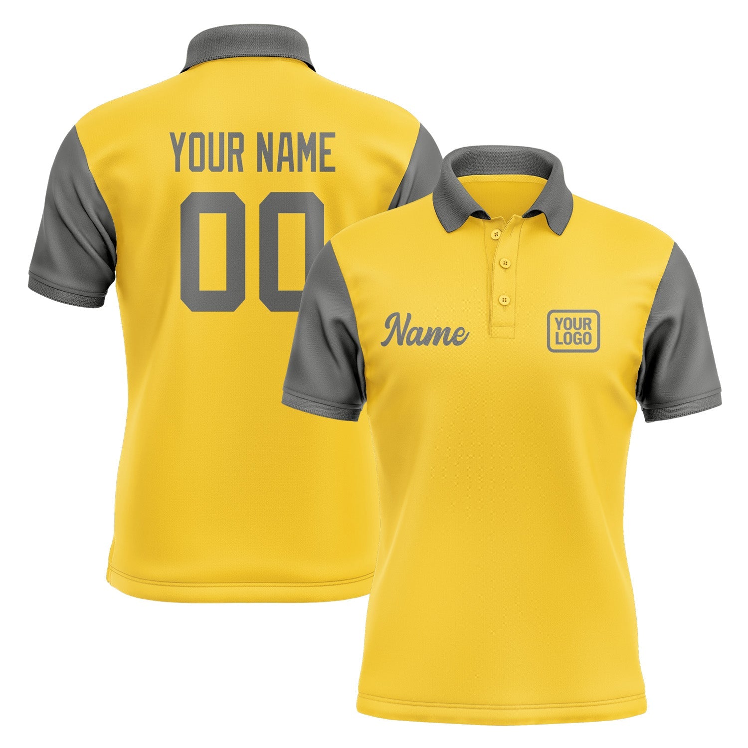 Custom Gold Dark Grey Short-Sleeve Polo Shirt PO302020B120